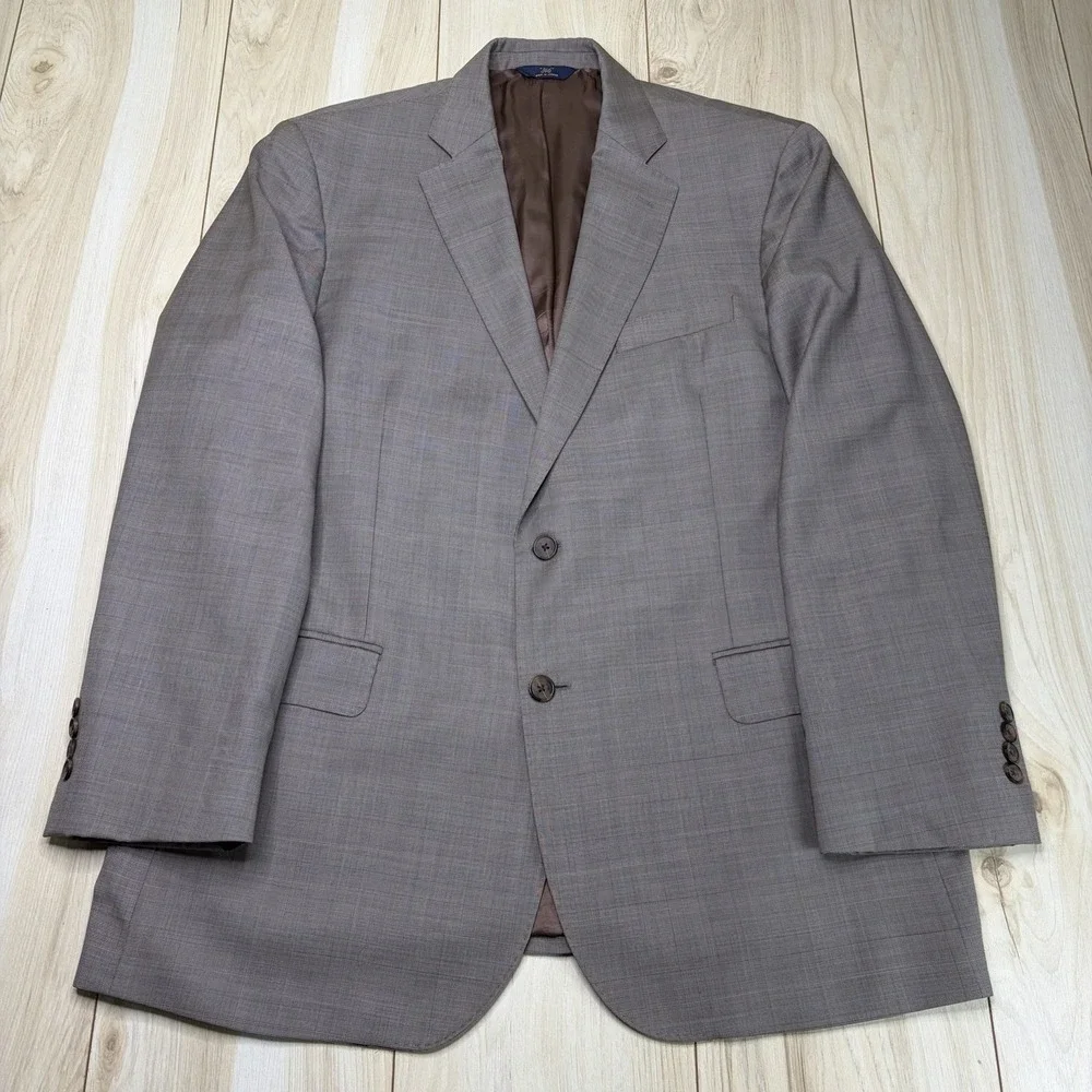 Brooks Brothers 346 Madison Fit Windowpane Glen Plaid Wool Suit Mens 45R 34x29